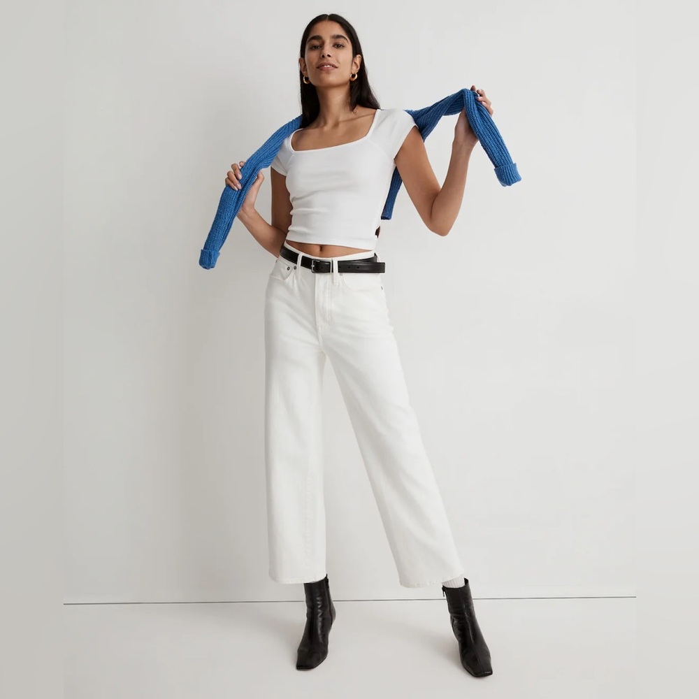 Madewell Perfect Vintage Wide Leg Crop in Tile White size 26P